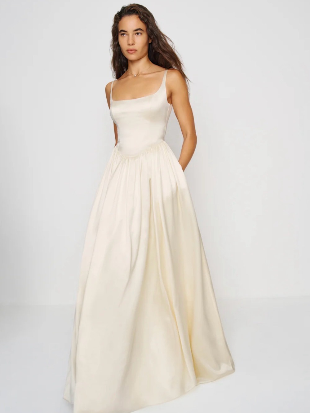 Reformation Liz Silk Wedding Gown With Covered Buttons